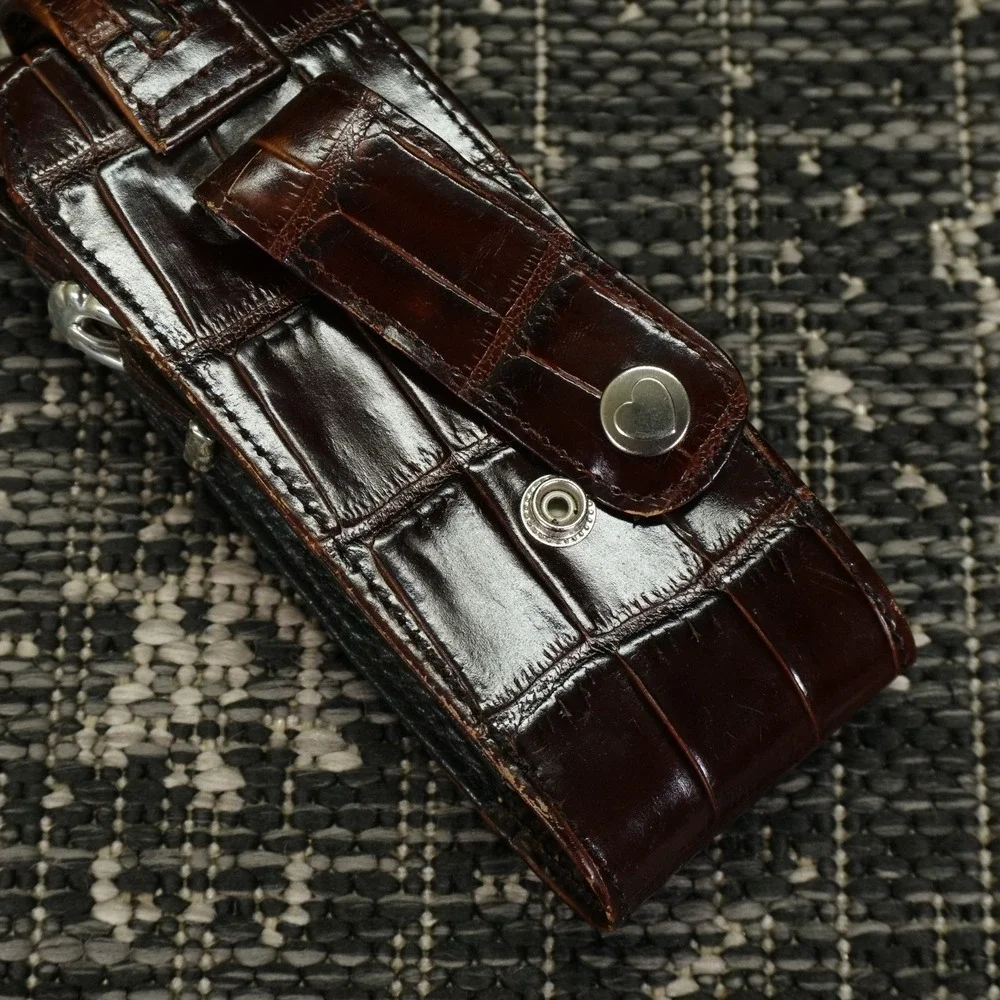 Brighton Croc Embossed Leather Cell Phone Case Crossbody Bag Pouch Gator Western